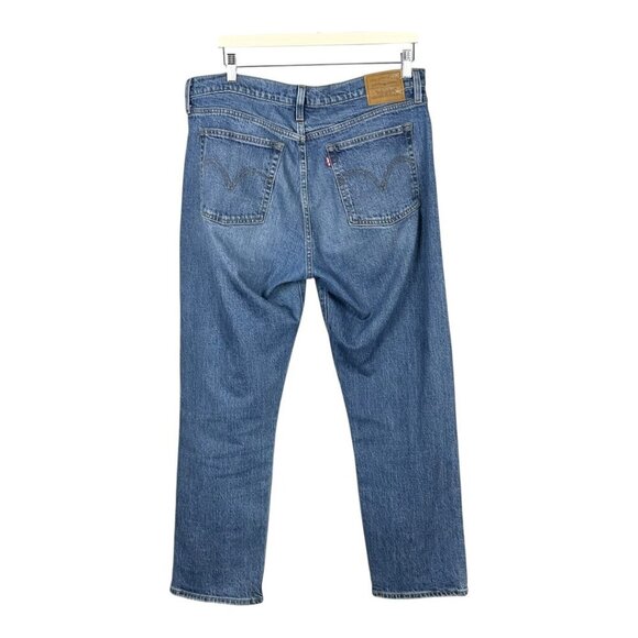 Levi's Wedgie Straight Premium Denim High Rise Medium Dark Wash Jeans - Picture 3 of 15